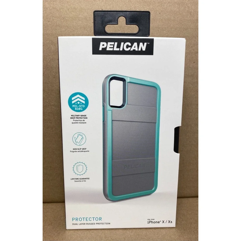 Pelican Protector Series Case for Apple iPhone XS Gray Aqua Mint Seafoam Rugged